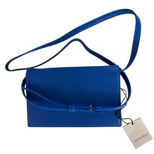 AllSaints Blue Leather Crossbody Bag in Cala Blue